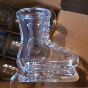 Set Of 6 Clear Glass Ice Skate Shot Glasses (113)